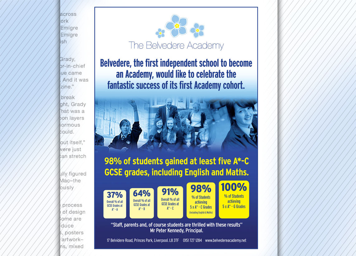 Results Day advert design for The Belvedere Academy